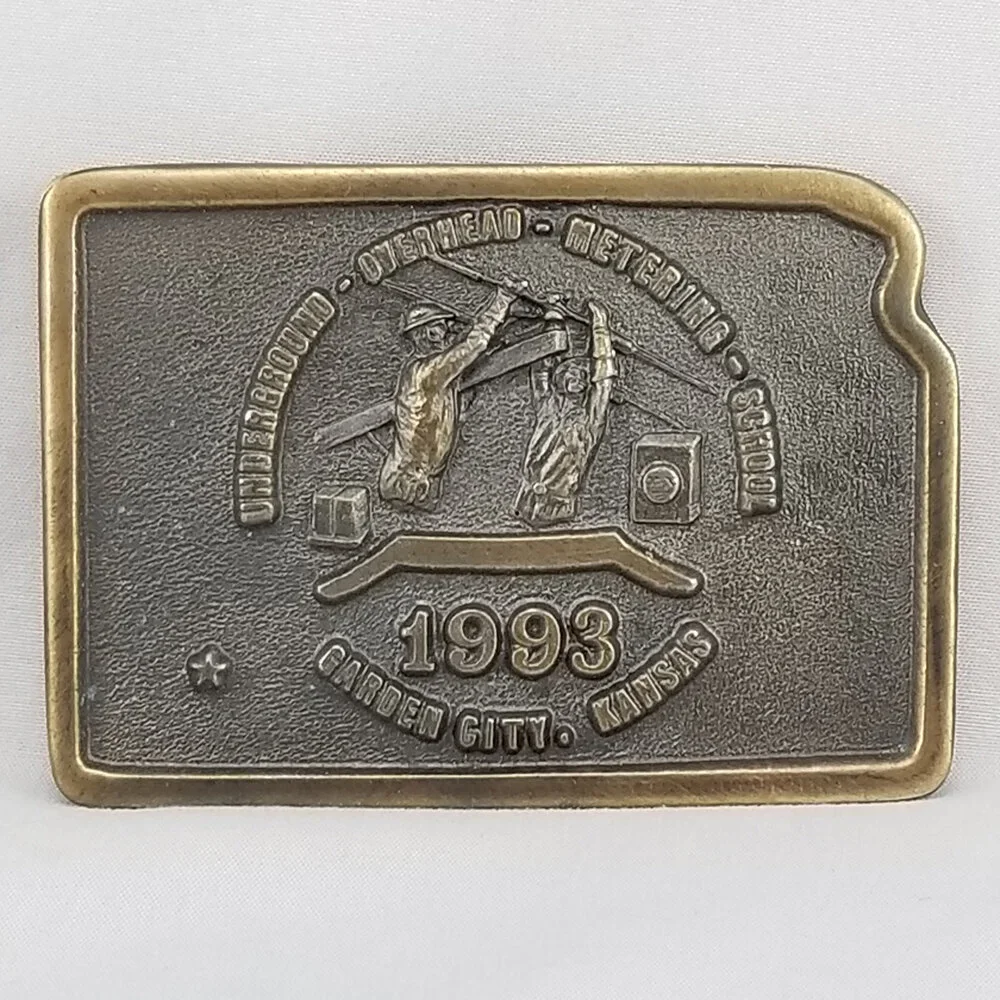 Belt Buckle Brass 1993 Underground‎ Overhead Metering School Garden City Kansas